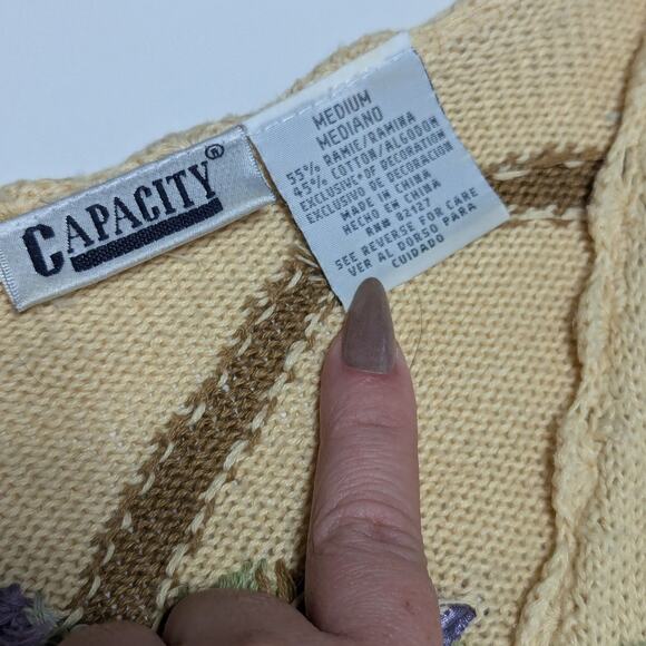 Vintage Floral Embroidered Cardigan Sweater Short Sleeve Button Down Grannycore - Picture 4 of 6